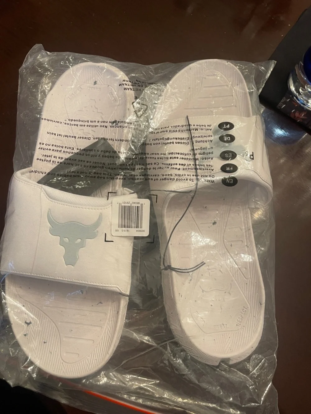 Under Armour Unisex Project Rock 3 Slides M18 W19.5 white nwt